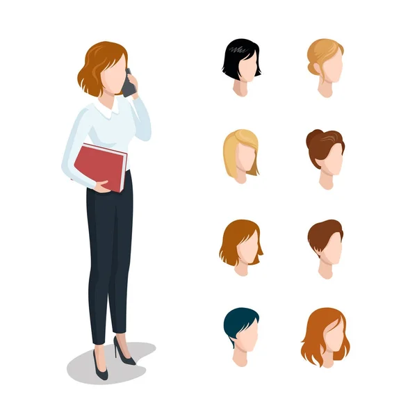 Isometric hairstyle set — Stock Vector