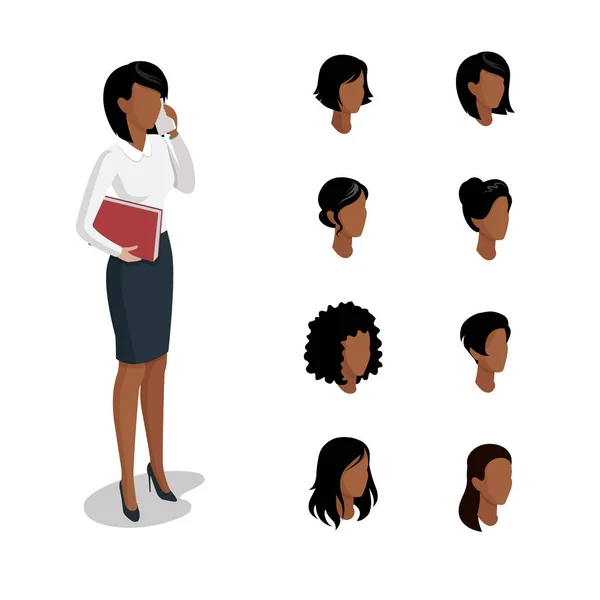 Isometric hairstyle set — Stock Vector