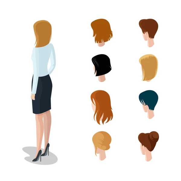 Isometric hairstyle set — Stock Vector