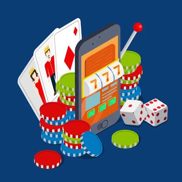 Casino en línea plana 3d isométrica — Vector de stock
