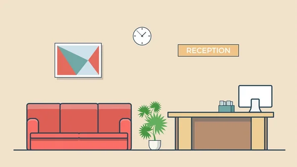 Linjär platt receptionen rummet interiören — Stock vektor