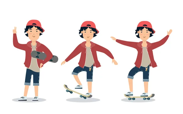 Hipster adolescente skateboard — Vettoriale Stock