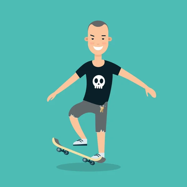 Hipster-Teenager skateboarden — Stockvektor