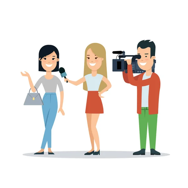 Interview of celebrity woman — Stock Vector