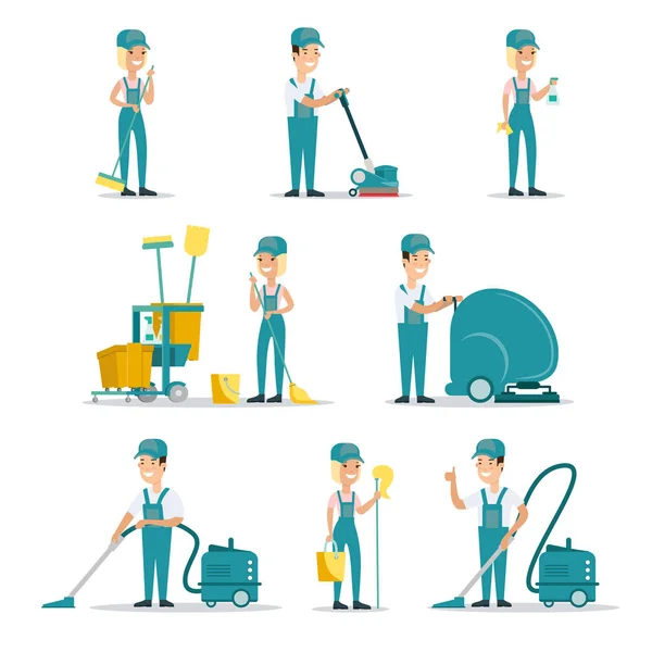 Profesjonalne sprzątanie usługi osób — Wektor stockowy