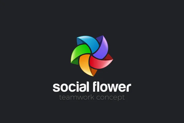 Colorido Social Star Abstrato Logo Looped Modelo Vetor Design Forma — Vetor de Stock