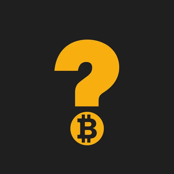 Bitcoin Cryptocurrency Vektör Çizim Ile Olacak Bitcoin Sembolünün Içinde Soru — Stok Vektör