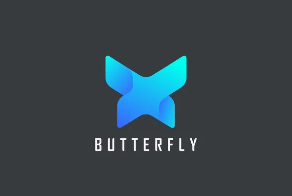 Modèle Vecteur Logo Abstrait Conception Géométrique Papillon Lettre Technologie Style — Image vectorielle