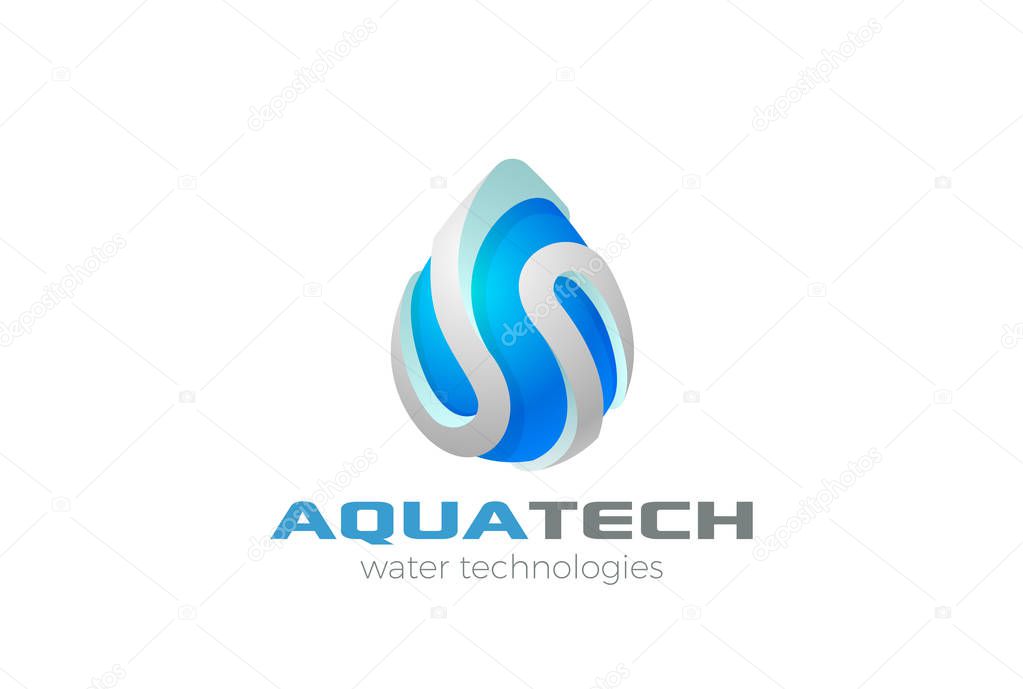 Water drop Technology abstract Logo design vector template. Drink Aqua Waterdrop Filter Logotype. Droplet wave icon