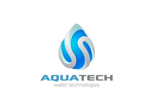 Vatten Droppe Teknik Abstrakt Logo Design Vector Mall Dricka Aqua — Stock vektor