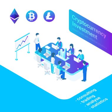 Cryptocurrency and blockchain market concept clipart