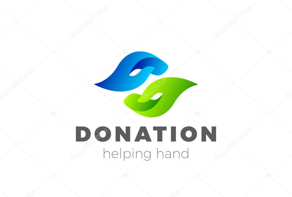 Donation Help Hand Logo design vector template. Charity organization Logotype concept icon