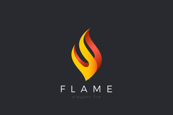 Fire Logo Flame design vector template. Elegant shape abstract L