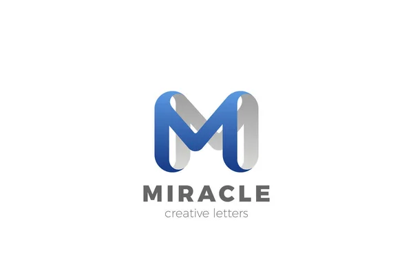 字母M标志设计向量模板Ribbon字体风格的字体图 — 图库矢量图片