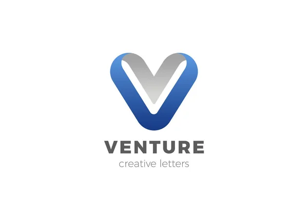 Γράμμα V Λογότυπο σχεδιασμό διανυσματικό πρότυπο Ribbon γραμματοσειρά στυλ Typograph — Διανυσματικό Αρχείο