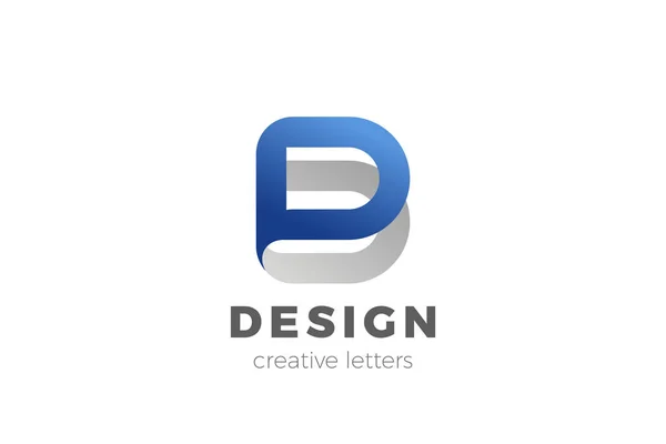 字母D标志设计向量模板Ribbon字体风格的字体图 — 图库矢量图片