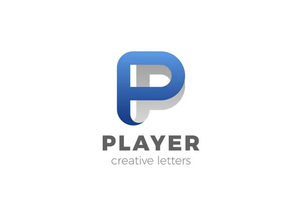 Γράμμα P λογότυπο σχεδιασμό διάνυσμα πρότυπο Ribbon γραμματοσειρά στυλ Typograph — Διανυσματικό Αρχείο