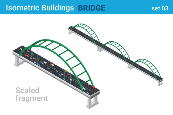 Isométrico Puente colección vector plano — Vector de stock