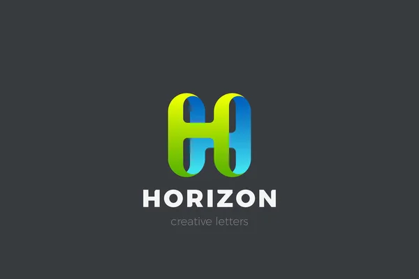 H Harfi Logo tasarım vektörü şablonu Kurdele Yazı Tipi Typograph — Stok Vektör