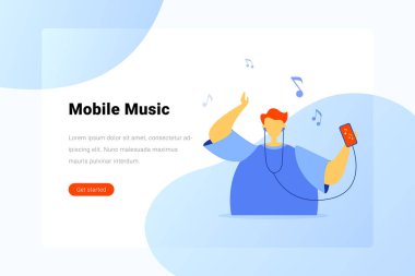 Cep Telefonu Smartphone 'u elinde tutan Müziği Dinleyen Adam