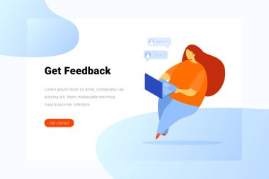 Dizüstü bilgisayarla uçan bir kadın sohbet ediyor.