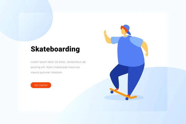 Guy Skateboarding na deskorolce płaski wektor ilustracji — Wektor stockowy