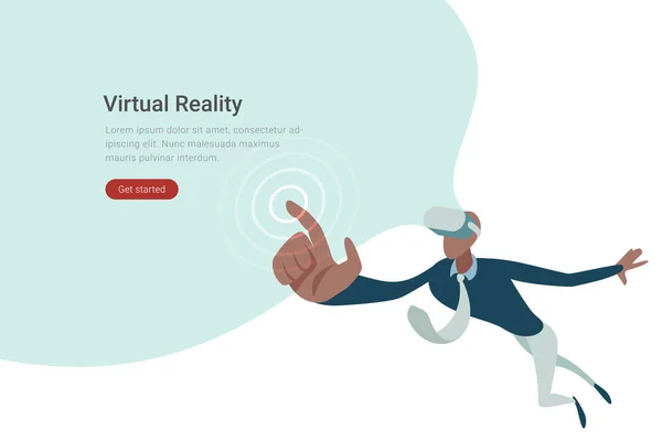 Virtual Reality Technologie Platte Vector Ontwerp Illustratie Man Virtuele Bril — Stockvector