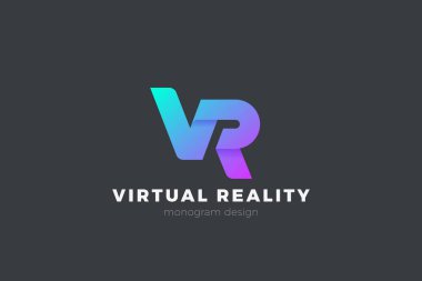 VR monogram Logo Virtual Reality technology Lettering composition vector design template. clipart svg vector 