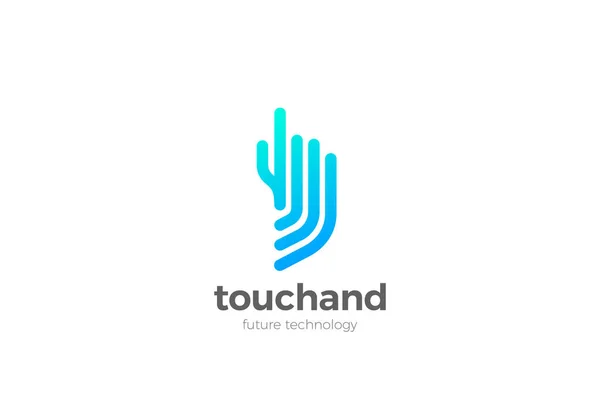 Hand Touch Finger Logo Clicca Stampa Touchscreen App Modello Design — Vettoriale Stock