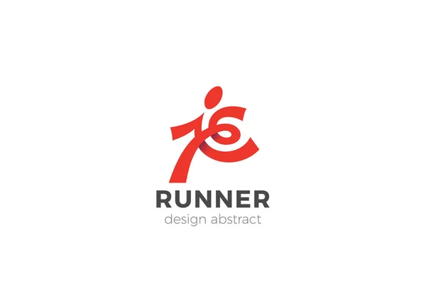 Running Man Logo Design Abstract Character Vector Template Sport Fitness — Stock Vector