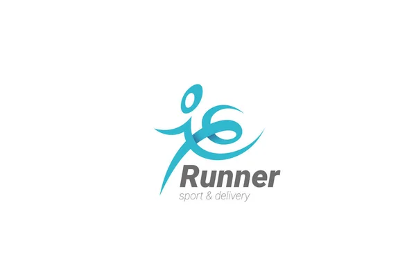 Running Man Logo Design Modelo Vetor Caráter Abstrato Esporte Fitness — Vetor de Stock