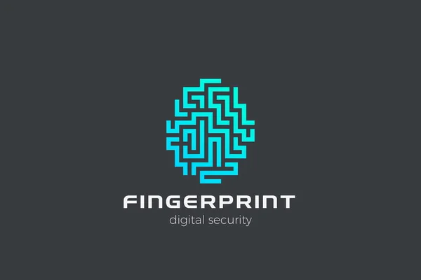 Digital Fingerprint Logo Chip Diseño Plantilla Vectores Touch Laberinto Laberinto — Vector de stock