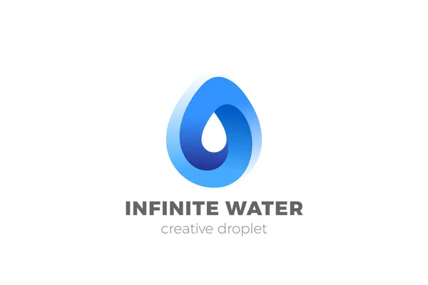 Waterdruppel Logo Ontwerp Infinity Vector Template Natural Mineral Aqua Drink — Stockvector