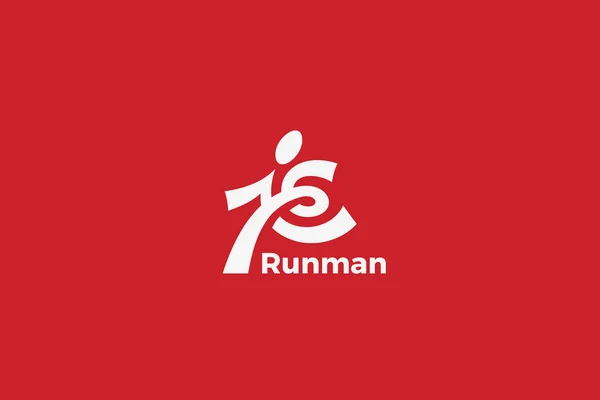 Running Man Logo Design Modelo Vetor Caráter Abstrato Esporte Fitness —  Vetores de Stock