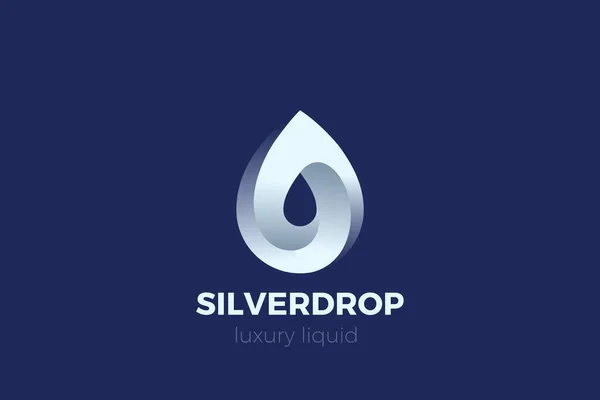Elegante Droplet Logo Stahl Metall Silber Design Vektorschablone Drop Logotype — Stockvektor