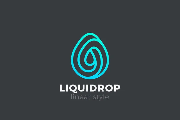 Water Drop Logo Ontwerp Vector Template Lineaire Stijl Blauwe Druppellijnen — Stockvector