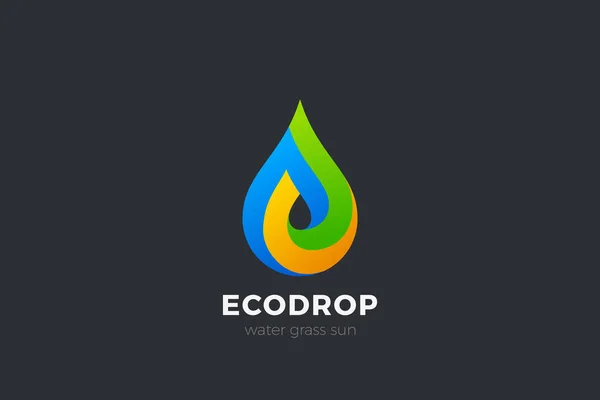 Színes Liquid Water Droplet Drop Eco Logo Design Vektor Sablon — Stock Vector