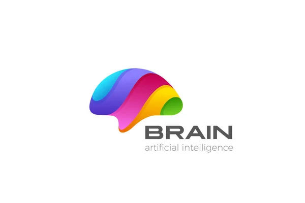 Brain Logo Warna Desain Abstrak Vektor Templat Creative Brainstorm Think - Stok Vektor