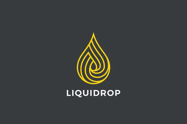 Water Droplet Drop Logo Design Vector Template Linear Outline Style — Stock Vector
