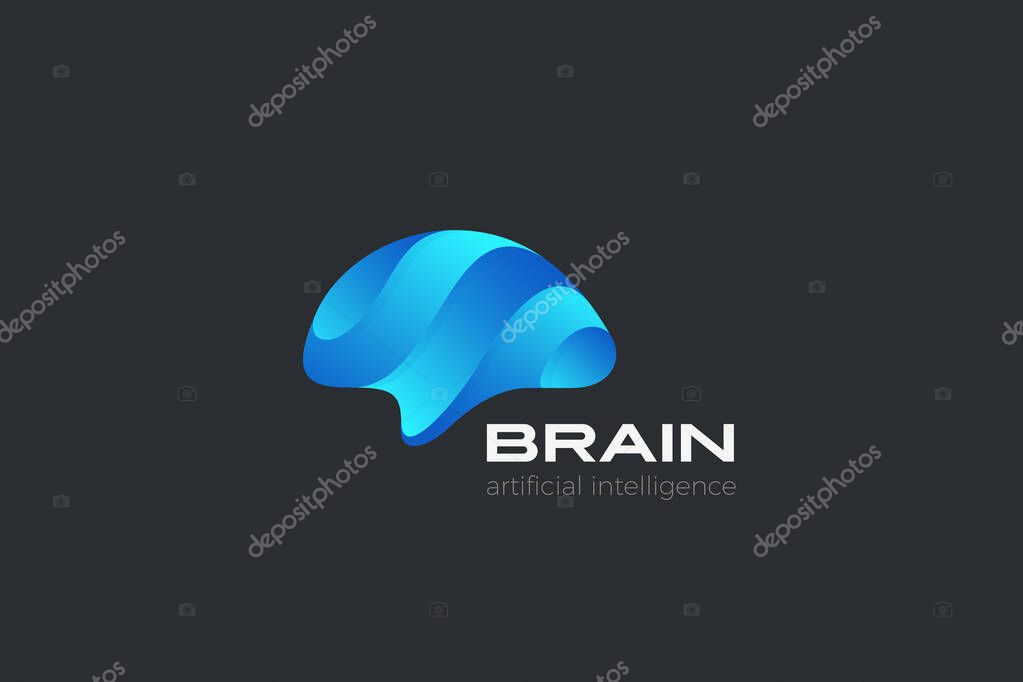 Brain Logo Artificial Intelligence design abstract vector template. Creative Brainstorm Think Psychology Mind Logotype concept icon.