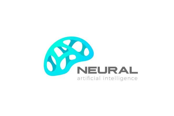 Cerebro Inteligencia Artificial Logo Neural Network Design Abstract Vector Template — Vector de stock