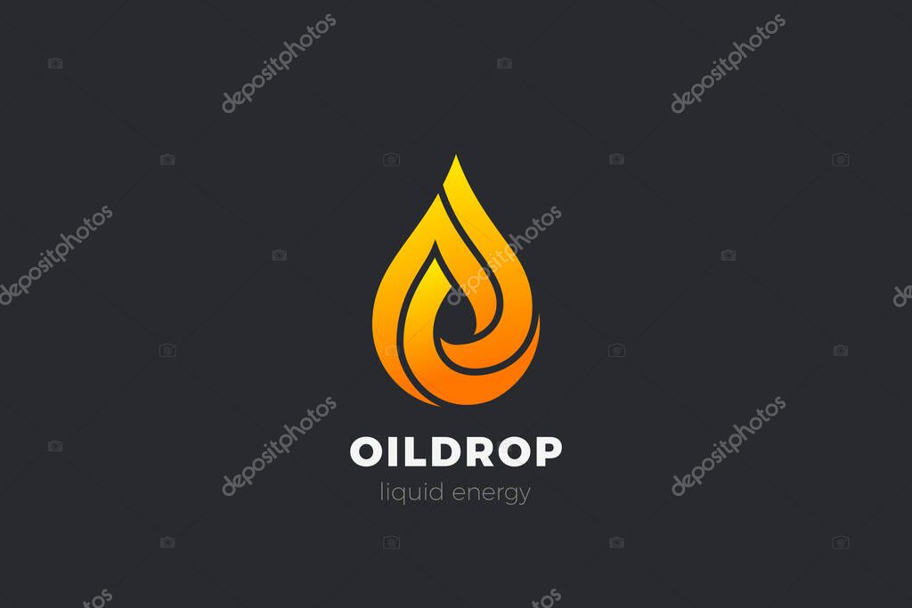 Liquid Fire Oil Droplet Drop Logo design vector template. Aqua Drink Energy Logotype infinity concept icon.