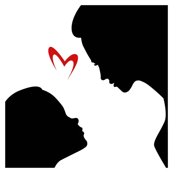 Mother Her Daugher Look Each Other Love Silhouette Shadows Isolated — Stock Vector