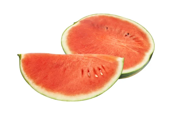 Close-up de alguns pedaços de melancia refresh no fundo branco — Fotografia de Stock