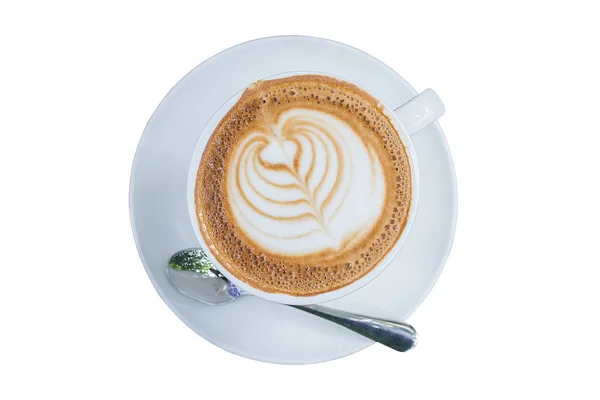 Café con leche con forma de corazón arte de diseño aislado en blanco — Foto de Stock