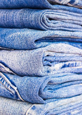 Klasik Indigo moda kot mavi jean doku çok.