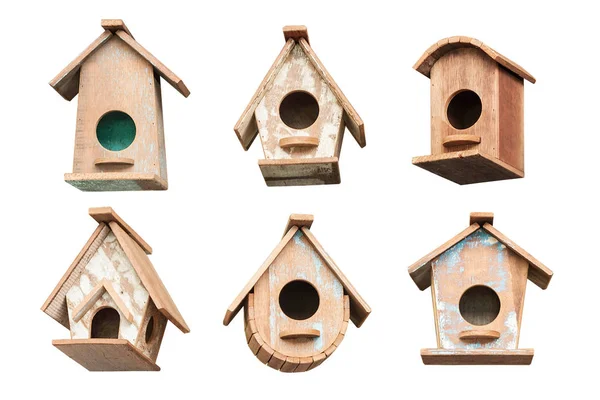 Maisons d'oiseaux isolées sur fond noir blanc — Photo