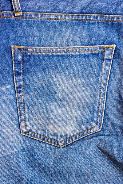 Denim kék jean zseb textúra a klasszikus indigo divat. — Stock Fotó