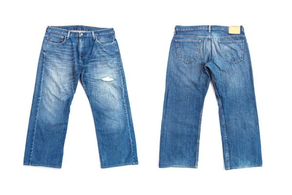 Jeans blu isolati su sfondo bianco — Foto Stock