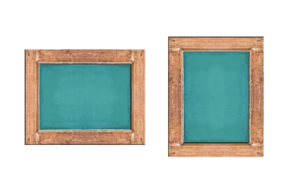 Empty green chalkboard with wooden frame on white background. — Stock Photo, Image